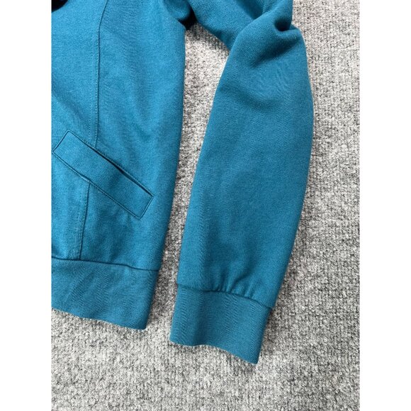 Starling Women's Teal Ruffled Collar Zipper Jacket Size L chic soft comfortable - Picture 4 of 6
